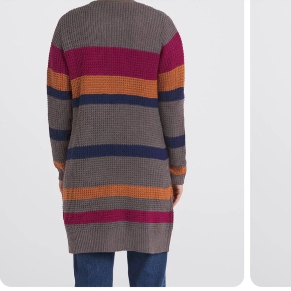 Fortune + Ivy Emmerson Long Sleeve Cardigan Sweater - Dark Grey Multi Color - M - Picture 2 of 4